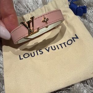 Louis Vuitton Blush Pink Bracelet with Gold Logo